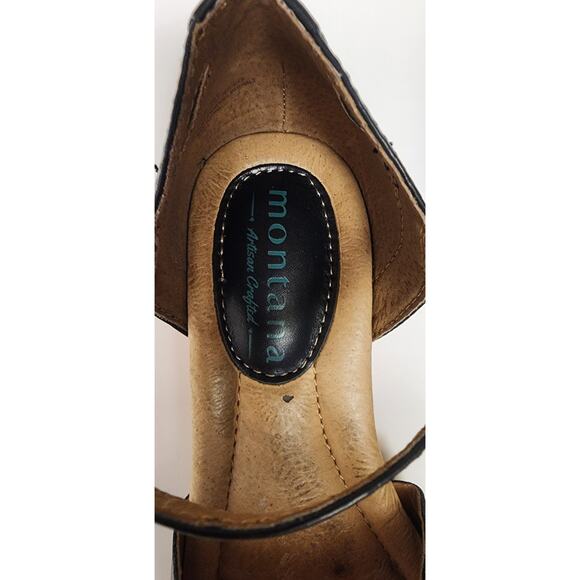 Montana Low Wedge Black Leather D'Orsay Sandals Size 6M - Picture 6 of 8